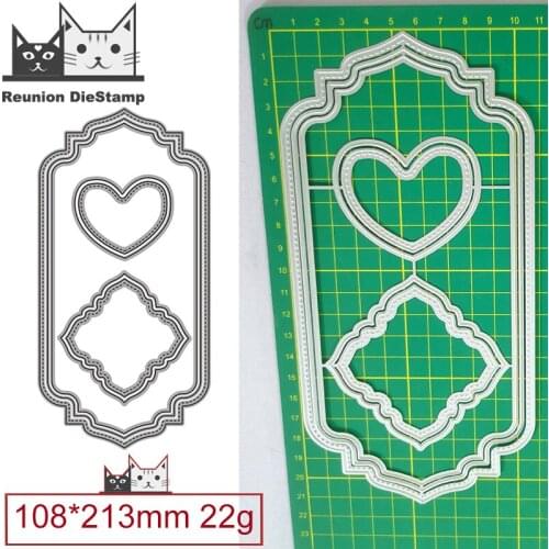 Long Border Rectangular Heart Metal Cutting Dies Scrapbooking Steel Craft Die Cut Embossing Paper Cards Stencils Christmas