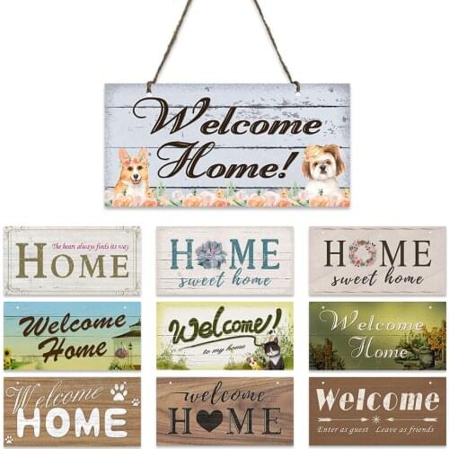 Home Decor Wooden Hanging Signs Pet Family Plaque Wall/Garden/Door Decoration Welcome Home Sign