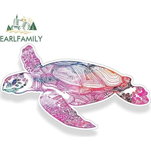 EARLFAMILY 13cm x 7.8cm For Watercolor Sea Turtle Car Stickers Waterproof Decal Personality Creative Laptop Refrigerator Decor