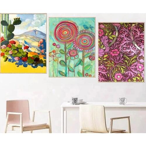 GATYZTORY 3PC Frame Oil Paint By Number Color Flower Picture By Number Hand Painted On Canvas Home Living Room Decor Painting