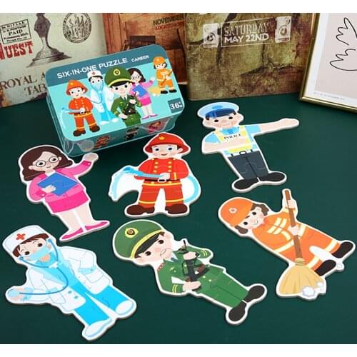 Montessori Game Early Educational Toy Puzzle Card Cartoon Traffic Animal/Profession/Dinosaur Pair Matching Game Toy for Children