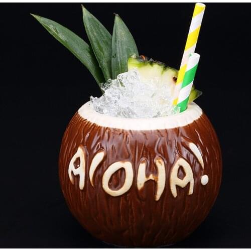 Hawaiian Coconut Tiki Cup Personality Coconut Shape Cocktail Glass Bar Ceramic Cup Decorations