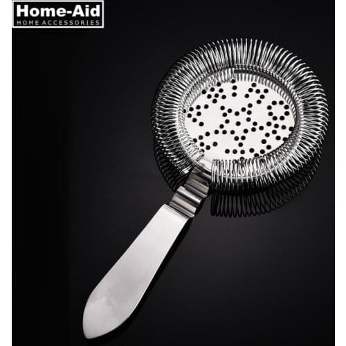 Round Head Stainless Steel Cocktail Strainer With Leaf Handle Ice Strainer Wire Mixed Drink Strainer for Bartender Bar Tool Kits