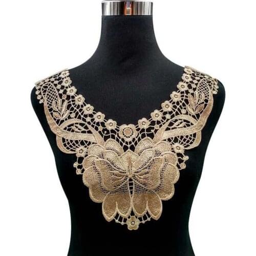 Polyester Lace Fabric Applique Embroidered Cravat DIY Neckline Collar Hollow Corsage Lace Sewing Trims Bridal Dress Accessories
