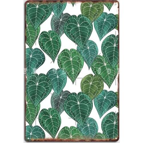 Anthurium Clarinervium Leaves Metal Plaque Poster Club Bar Wall Decor Club Printing Tin Sign Poster