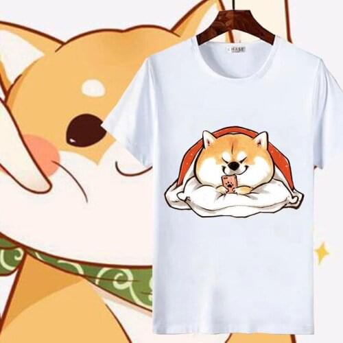 WONTIVE Unisex Cute Shiba Inu Printing T Shirts White Cartoon Pet Dog T Shirt Mens Clothing Kids Tops Boys Parent-child Outfit