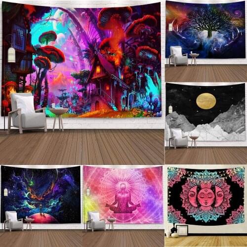 Multicolour Mandala Wall Hanging Tapestry Poster Boho Meditation Yoga Mat Decorative Tapestry 95x 73cm Brushed