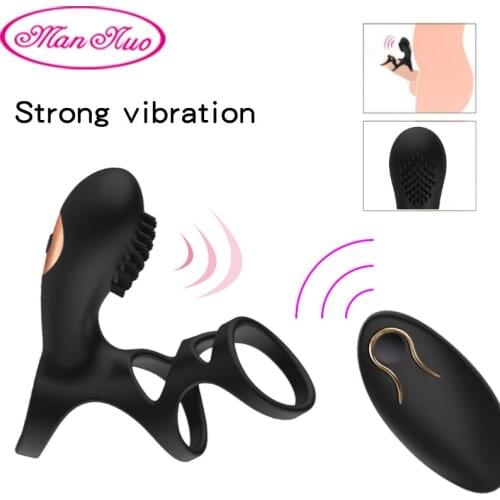 Man Nuo Multi-speed Vibrate Cock rings for male Penis Ring Silicone Delay Ejaculation Lock fine Remote Control Sex Toys for Men