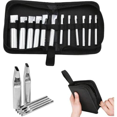 MIUSIE 12 Pcs Leather Craft Hole Punch Set, Oval Shape Hole Punch - Flat Craft Punch 2mm to 5mm Leather Hollow Hole Punch