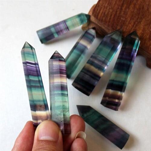 Natural Fluorite Hexagonal Crystal Column Point Healing Wand Mineral Crystal Stone For Home Decoration Stone Study Room Decor
