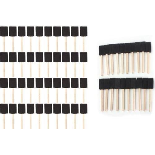 New-40Pcs 2 Inch Foam Sponge Wood Handle Paint Brush Set & 20 x 1 Inch (25mm) in Sponge Brushes Wooden Handle Painting Drawing A