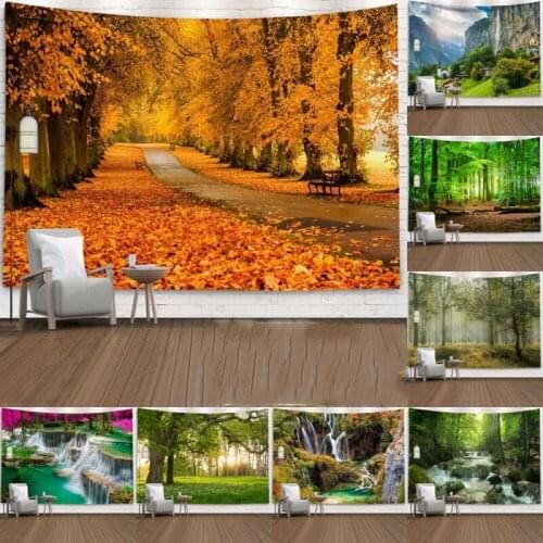 Natural Scenery Tapestry Forest Plant Landscape Tapestry Wall Hanging Indian Bedspread Bohemian Home Decor 95x73cm