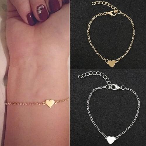 Simple Bracelet Love Heart Shaped Bracelet Elegant Jewelry Gift for Women Girls TT@88