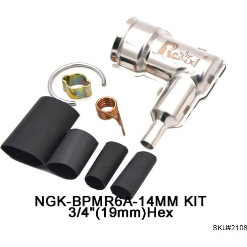 Rcexl Spark Plug Caps and Boots for CDI NGK -BPMR6F-14MM 16mm Hex or NGK -BMR6A-14MM 19mm Hex KIT
