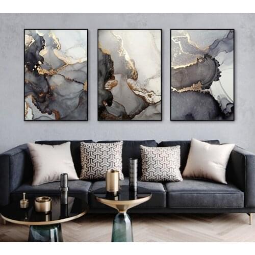 Nordic Abstract Black Background Golden Luxury Picture Home Decoration Canvas Painting Bedroom Living Room Art Wall Poster