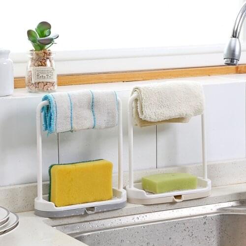 Punch-free countertop storage rack Kitchen rag hanger Sink dishcloth sponge drain rack pool rack