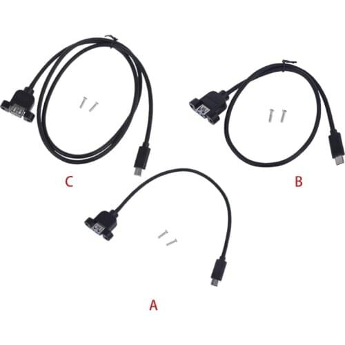 Universal 30cm/50cm/100cm USB 3.1 Type C USB C Male to USB 3.0 A Female OTG Adapter Cable with Panel Mount Screws