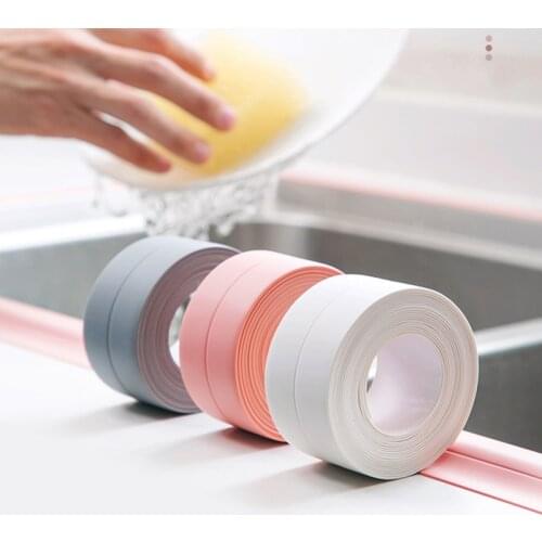 3.2mx3.8cm Bathroom Shower Sink Bath Sealing Strip Tapes PVC Self Adhesive Waterproof Wall Sticker For Bathroom Kitchen Decor