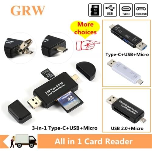 Grwibeou OTG Micro SD Card Reader USB 3.0 Card Reader 2.0 For USB Micro SD Adapter Flash Drive Smart Memory Card Reader Type C