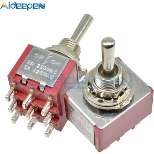 ON-OFF-ON 9 Pin 9 Position Mini Latching Toggle Switch 120V 5A 250V 2A MTS-303 13*16.8MM Silver Contactor