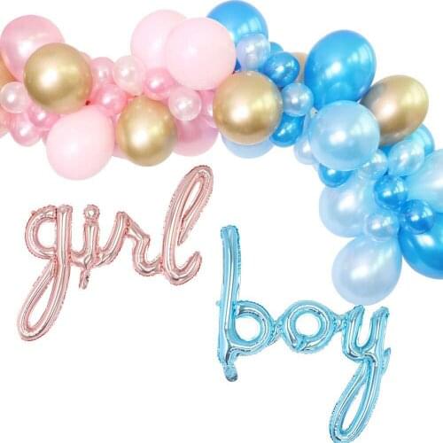 82 Pcs Blue Pink Macaron Balloons Baby Shower Garland Arch Kits Boy or Girl Foil Letter Ballon Gender Reveal Party Decoration