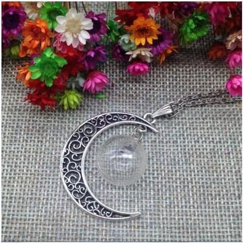 1pc 70cmchain Moon globe new glass wishing Floating bottle pendant Galaxy Jewelry sweater miniature glass vials hollow pendant