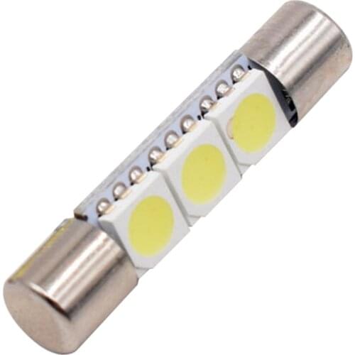 1pcs Flood Festoon Dome T6.3 28mm 29mm 3 SMD 5050 LED 3smd Light Bulb Car Vanity Mirror Lights Car dome reading Light White 12V