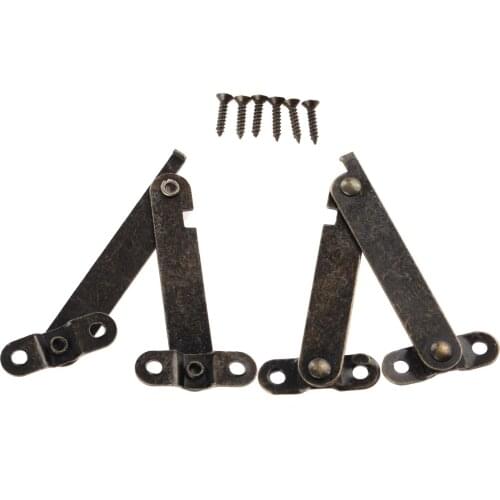 2Pcs Antique Bronze Lid Support Hinges Stay For Box Display Furniture Accessories Cabinet Door Kitchen Cupboard Hinges 61x11mm