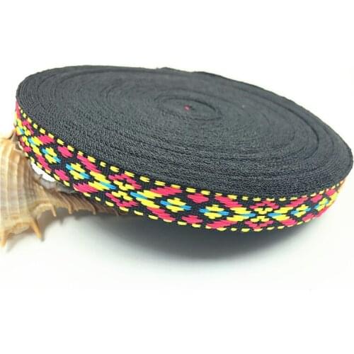 10Yards 15mm 5/8" Yellow Red Pattern Ribbon DIY Handmade Wrapping Wedding Party Hair Bow Decoration Woven Jacquard Ribbon