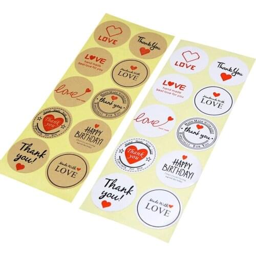 100pcs/lot kawaii Round English Word Mix Adhesive Decorative Seal StickerFor Handmade Products DIY Packaging Lable