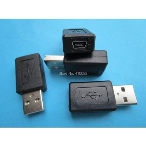 12 pcs USB Male Plug to Mini USB 5Pin Female Jack Adapter Connector Black Color