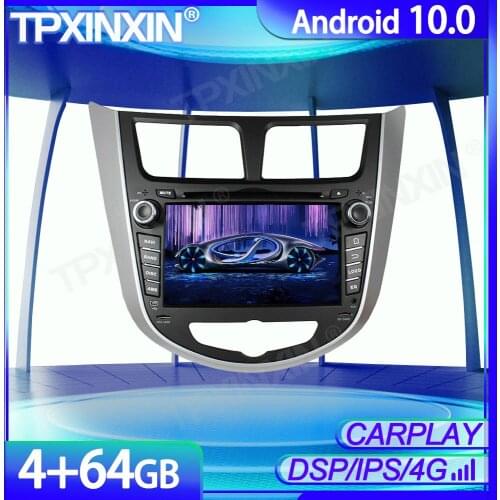 128GB Android10.0 For Verna Accent Solaris 2011+DSP Head Unit Multimedia Player Auto Radio Tape Recorder Headunit GPS Navigation