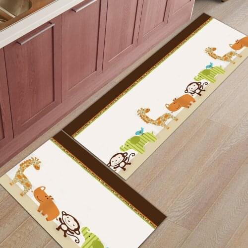 2pcs/set Cartoon Cute Wildlife Animals Doormat Entrance Front Door Rug Bathroom Kitchen Living Room Carpet Anti-Slip Floor Mats