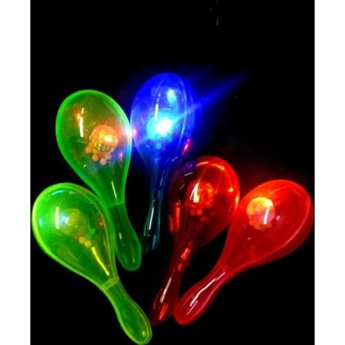 20pcs Light Maracas Neon Beach Hula Party LED Flashing Music Hand Shakers Toy Luminous Decoration Birthday Wedding Children