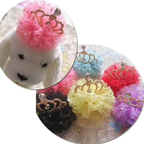 2018 New Handmade Pet accessories Crown Hair Pet Hairpin wholesale Cat Lace Hairpin 12pcs