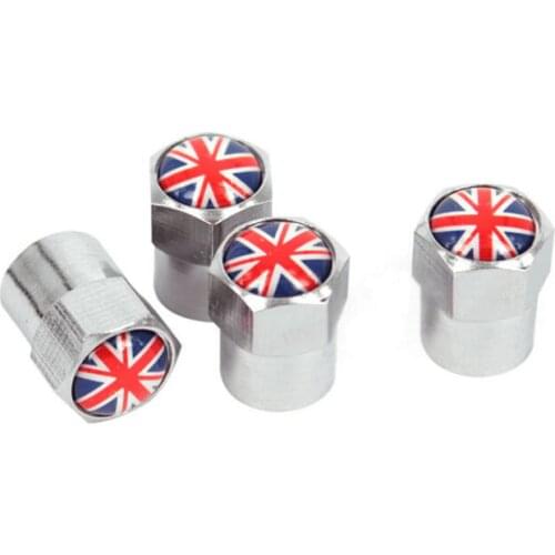 4Pcs UK Flag Car Metal Wheel Tyre Tire Valve Cap Air Stem Cover For Peugeot Ford Mustang Saab Mazda MS Toyota BMW M