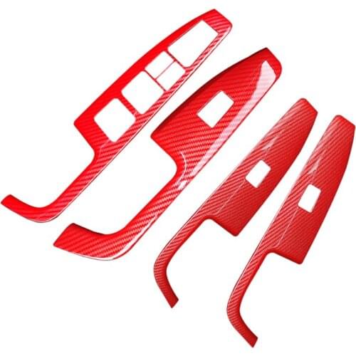 4Pcs/Set LHD Red Car Window Lift Switch Button Panel Trim Cover Frame Fit For Hyundai Elantra 2017 2018 2019 2020 Styling