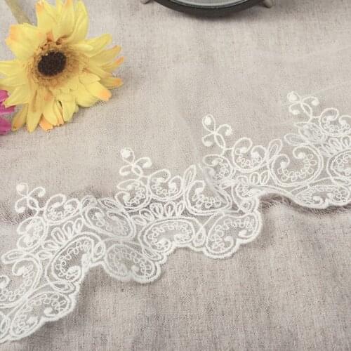 5Yards 10cm Hot Selling High Quality White Lace Fabric DIY Craft Polyester Embroidery Mesh Lace Trim For Clothing Material