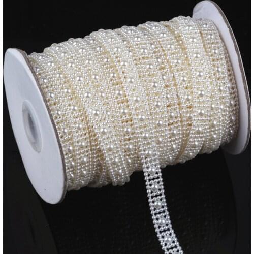 5yards /lot 10mm Exquisite Square Flower Shape Flatback ABS Imitation Pearl Beads Chain For DIY Decoration