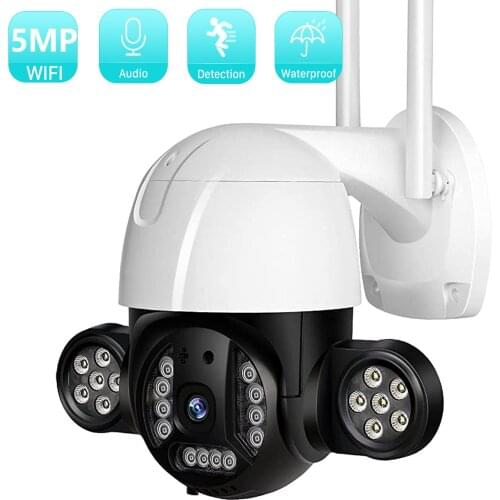 5MP 12pcs LEDs Floodlight Camera WiFi Outdoor Wireless Courtyard 3MP PTZ HD Home Garden Night Vision Auto Tracking Security Cam