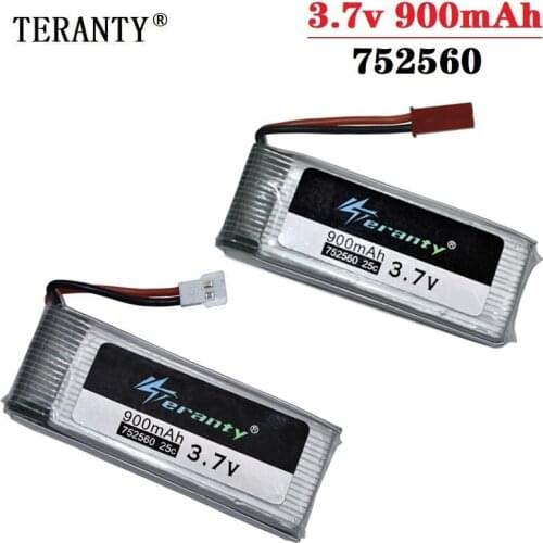 900mah 3.7V Rechargeable Battery For X5 X5C 8807 8807W A6 A6W M68 Rc Drone Spare Parts Accessories 3.7v lipo battery 752560 2pcs