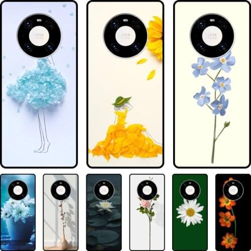 Flower pattern Phone Case For Huawei mate 40 30 10 20 40 8 9 Lite Z Pro black cell shell