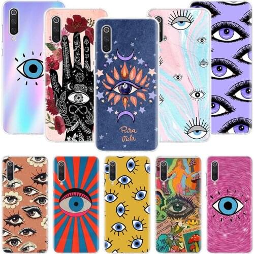 Evil Eye Gold Foil Phone Case For Xiaomi Mi Note 10 11 9 8 10T 9T CC9 A1 A2 A3 5X 6X Pocophone F1 X3 F2 Pro Lite Coque Cover