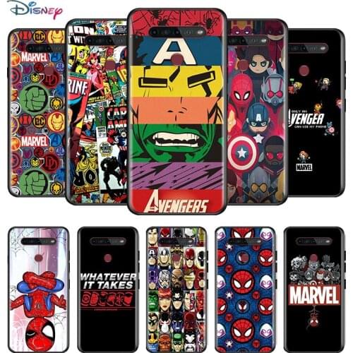 Marvel Avengers Cartoons Logo For LG G8 G8S G8X V30 V30S V40 V50 V50S V60 Q60 ThinQ 5G Soft TPU Silicone Black Cover Phone Case
