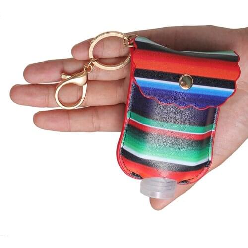 Disinfect Hand Sanitizer Leather Keychain Holder Travel Bottle Refillable Containers 60ml Reusable Bottles With Keychain Carrier