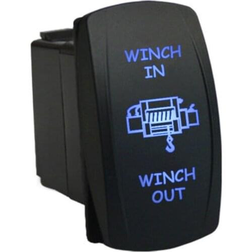 EE support Car 12V 20A Laser Rocker Switch Blue LED Winch In/Out 7P Light Momentary Sales