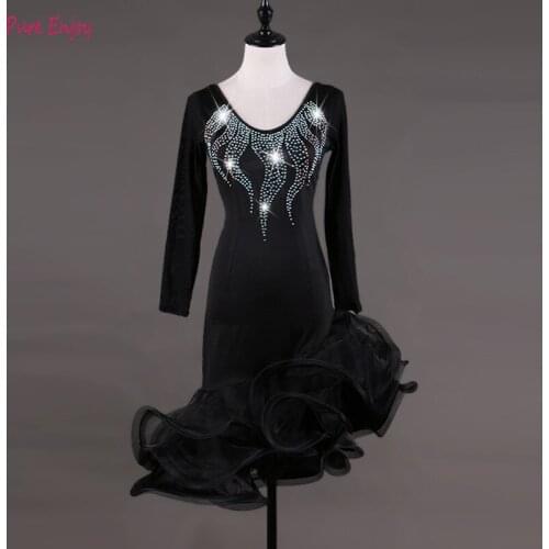 Stage Women Lady Latin Dance Dresses customized High-end flash diamond Costume Made Performance Party Samba cha-cha dance dress