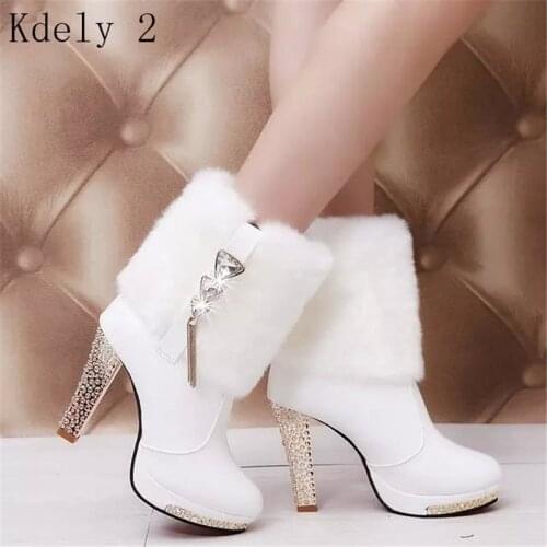 Hot Women shoes Winter Casual Platform Women High Heels Boots Pumps Warm Ankle boots Women Botas Shoes Mujer Zapatos size 35-41