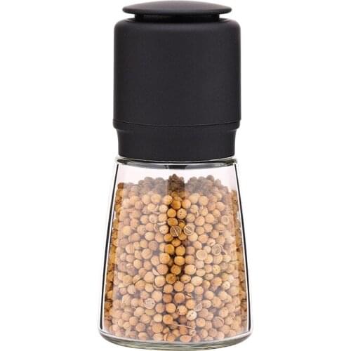 Kitchen Pepper Grinder Ceramic Core Mill Spice Manual Grind 0.1mm Powder, 170ml Cooking BBQ Tools Glass Bottle Home