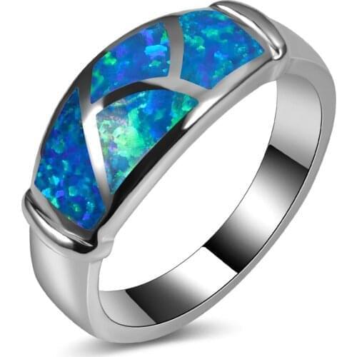 Hot Sale Exquisite Blue Fire Opal 925 Sterling Silver High Quantity Engagement Wedding Ring Size 5 6 7 8 9 10 11 A168